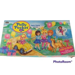 Vintage Polly Pocket Party Game Board Game Rose Art 1994 100% Complete